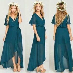 Show Me Your Mumu Sophia Wrap Dress Deep Jade NWT